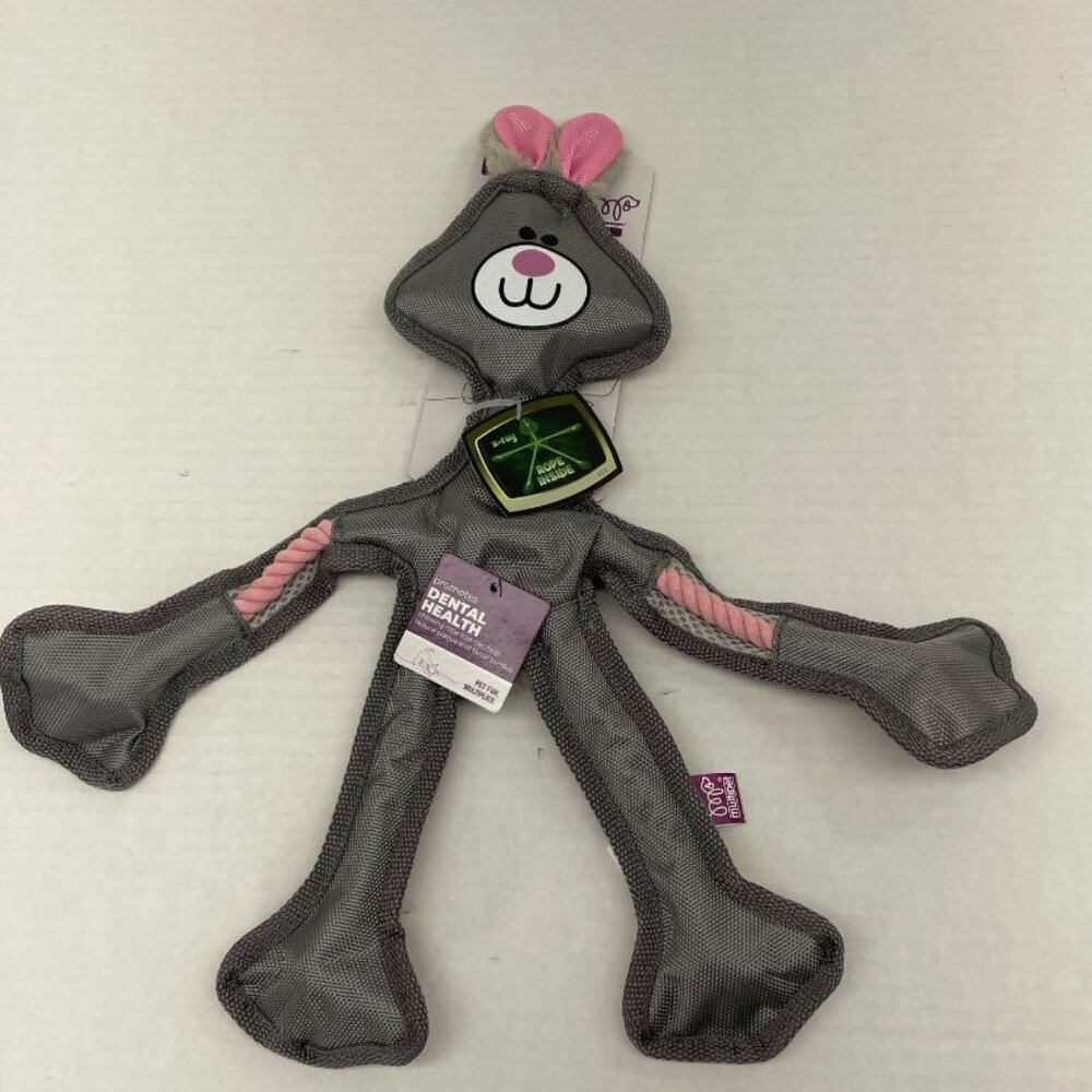 Multipet Skele-Rope Dog Toy – Gray Rabbit – 43315 - NWT